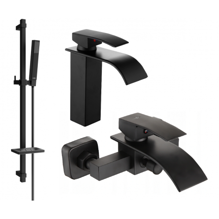 Mexen Aries DQ77 bath set, black - 744803DQ77-70