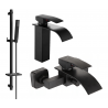 Mexen Aries DQ77 bathtub set, Black - 744803DQ77-70