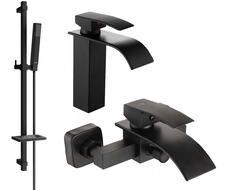 Mexen Aries DQ77 bathtub set, Black - 744803DQ77-70