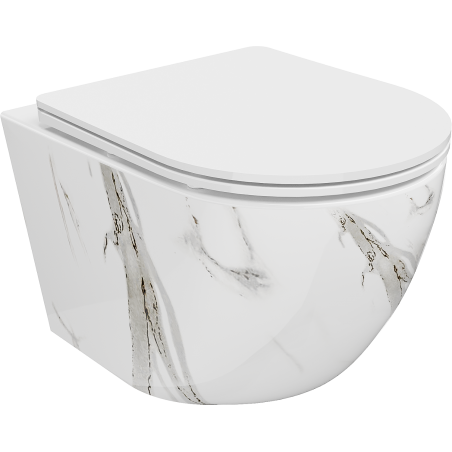Mexen Lena Rimless Toilet Bowl with Soft-Close Slim Seat, Duroplast, White Stone - 30224094