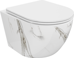 Mexen Lena Rimless Toilet Bowl with Soft-Close Slim Seat, Duroplast, White Stone - 30224094
