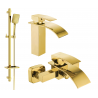 Mexen Aries DQ62 bathtub set, Gold - 744803DQ62-50