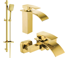Mexen Aries DQ62 bathtub set, Gold - 744803DQ62-50