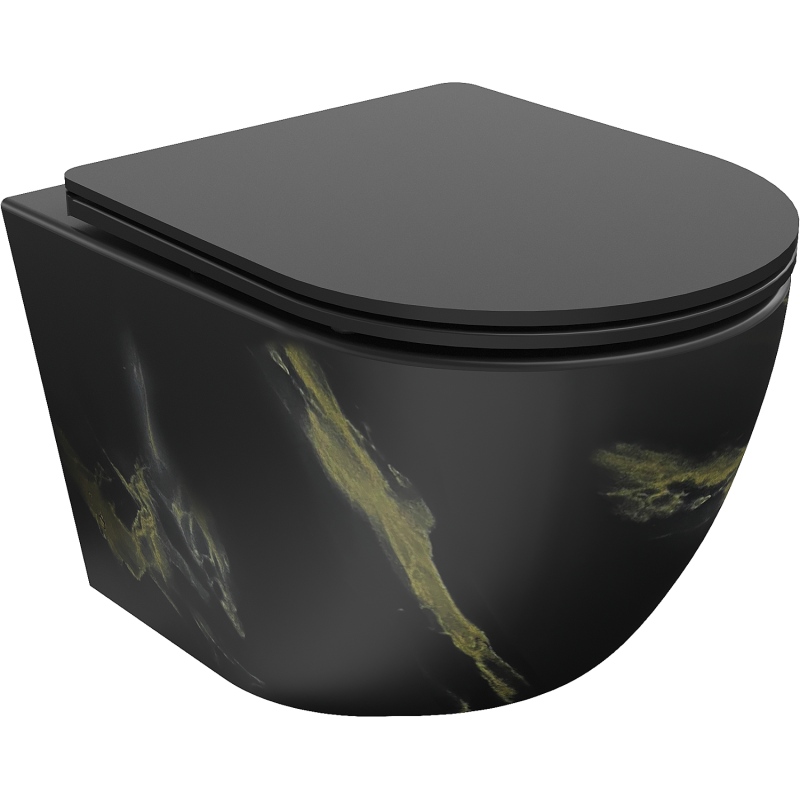 Mexen Lena Rimless WC bowl with slim soft-close seat, duroplast, black stone - 30224098
