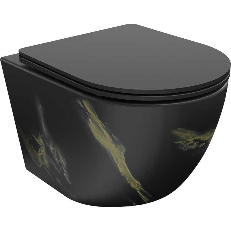 Mexen Lena Rimless WC Bowl with Soft-Close, Slim Duroplast Seat, Black Stone - 30224098