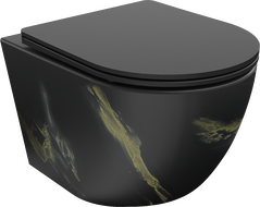 Mexen Lena Rimless WC bowl with slim soft-close seat, duroplast, black stone - 30224098