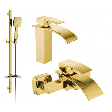 Mexen Aries DQ45 bathtub set, Gold - 744803DQ45-50