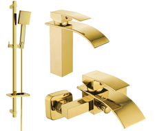 Mexen Aries DQ45 bathtub set, Gold - 744803DQ45-50