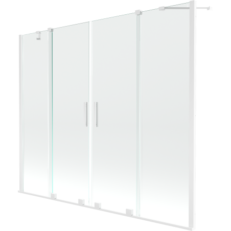 Mexen Velar Duo Sliding Bath Screen 2-Panel 190 x 150 cm, Transparent, White - 896-190-000-02-20
