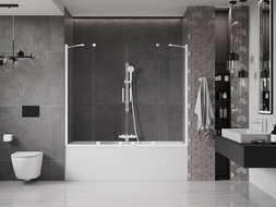 Mexen Velar Duo 2-panel sliding bath screen 190 x 150 cm, transparent, white - 896-190-000-02-20