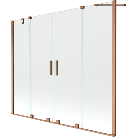 Mexen Velar Duo 2-panel sliding bath screen 190 x 150 cm, transparent, brushed copper - 896-190-000-02-65