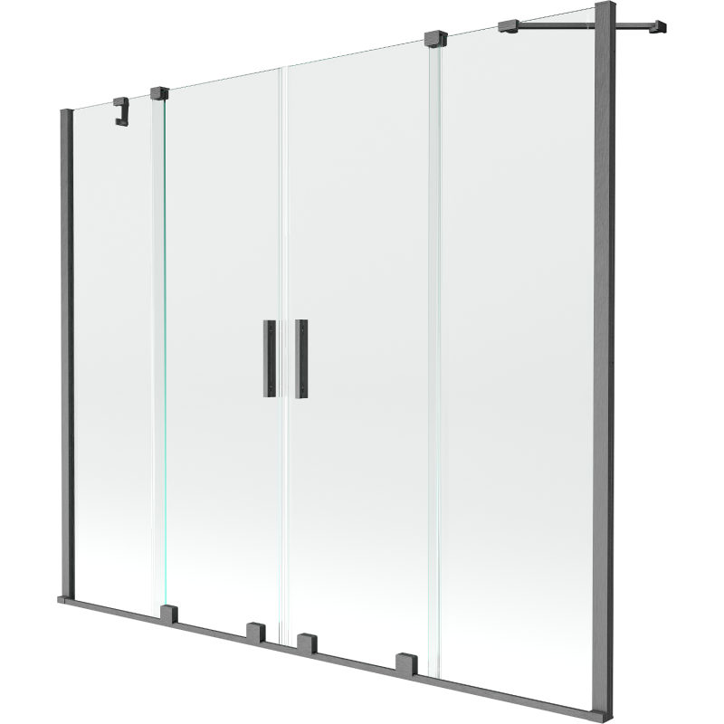 Mexen Velar Duo 2-panel Sliding Bath Screen 190 x 150 cm, Transparent, Brushed Gun Gray - 896-190-000-02-66