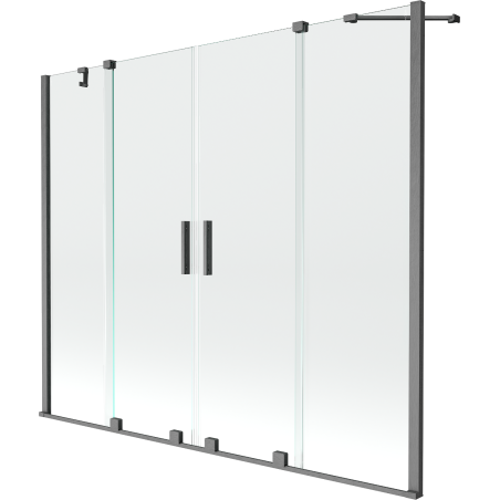 Mexen Velar Duo 2-panel Sliding Bath Screen 190 x 150 cm, Transparent, Brushed Gun Gray - 896-190-000-02-66