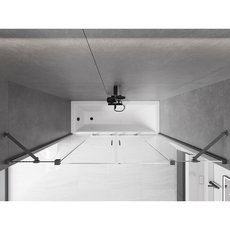 Mexen Velar Duo 2-panel Sliding Bath Screen 190 x 150 cm, Transparent, Brushed Gun Gray - 896-190-000-02-66