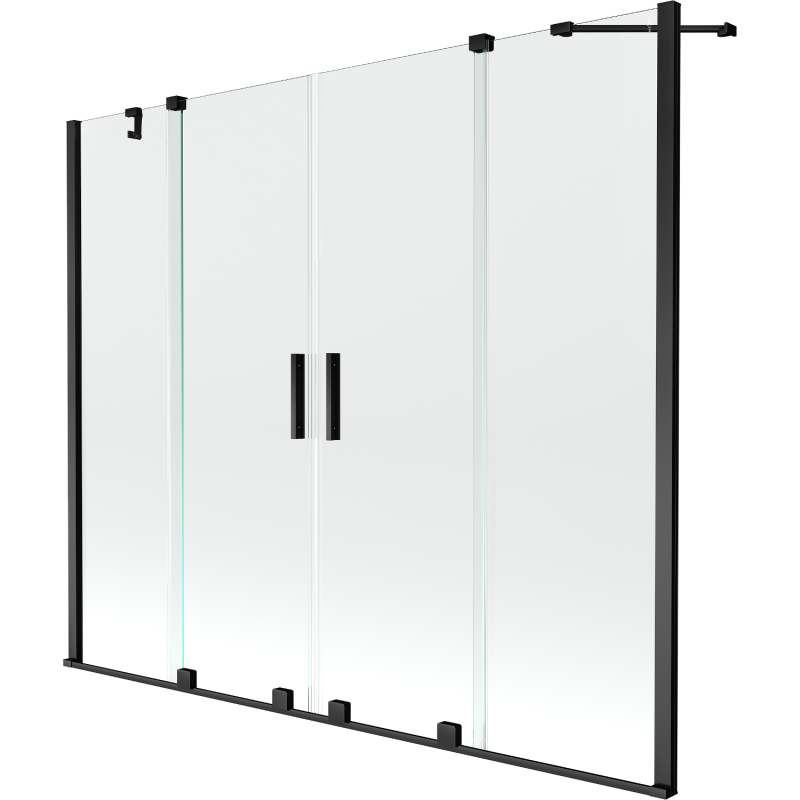 Mexen Velar Duo 2-wing Sliding Bathtub Screen 190 x 150 cm, Transparent, Black - 896-190-000-02-70
