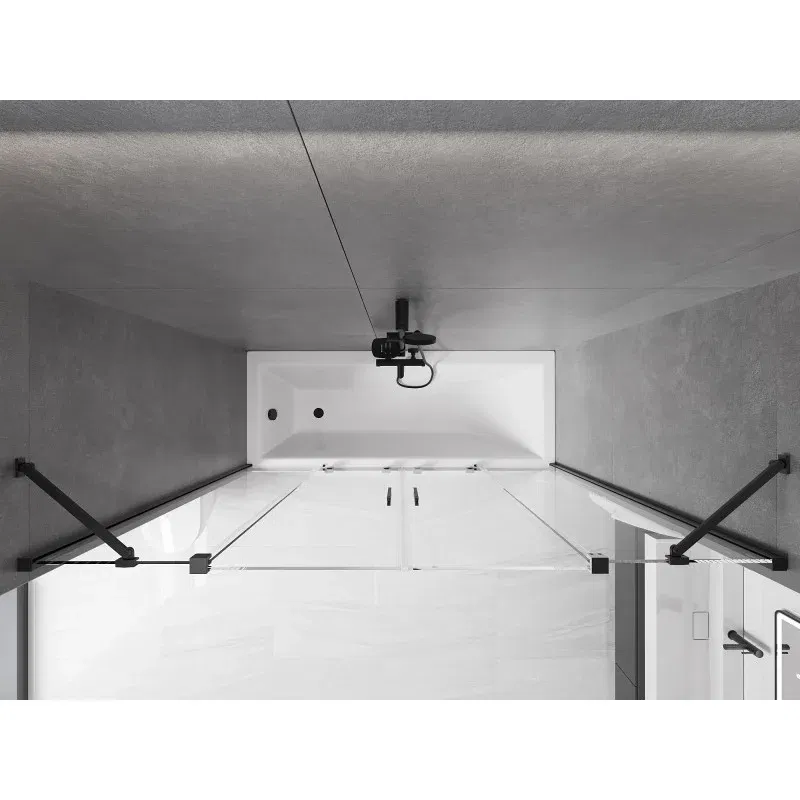 Mexen Velar Duo 2-panel sliding bath screen 190 x 150 cm, transparent, black - 896-190-000-02-70