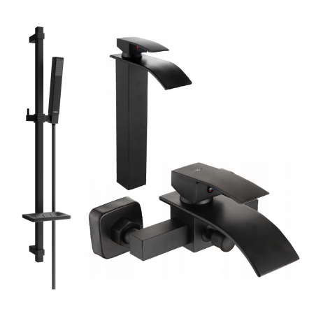 Mexen Aries DQ77 bathtub set, Black - 744813DQ77-70