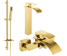 Mexen Aries DQ77 bathtub set, Gold - 744813DQ77-50