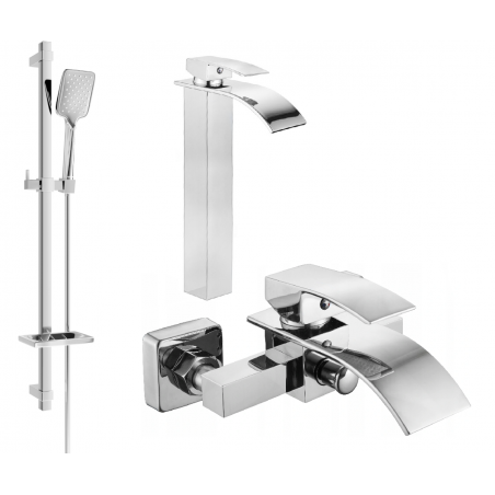 Mexen Aries DQ62 bath set, chrome - 744813DQ62-00