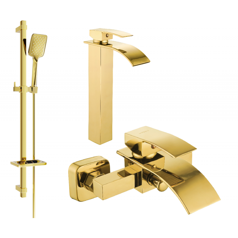 Mexen Aries DQ62 Bath Set, Gold - 744813DQ62-50