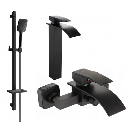 Mexen Aries DQ62 bathtub set, Black - 744813DQ62-70