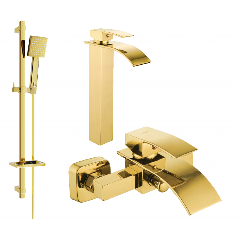 Mexen Aries DQ45 bathtub set, Gold - 744813DQ45-50