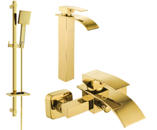 Mexen Aries DQ45 bathtub set, Gold - 744813DQ45-50