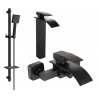 Mexen Aries DQ45 Bath Set, Black - 744813DQ45-70