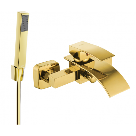 Mexen Aries R77 Bath Tap with Shower Set, Gold - 74483R77-50
