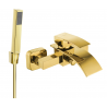 Mexen Aries R77 bathtub mixer tap with shower head, Gold - 74483R77-50