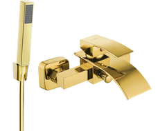 Mexen Aries R77 bathtub mixer tap with shower head, Gold - 74483R77-50