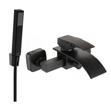 Mexen Aries R77 bath faucet with shower set, black - 74483R77-70