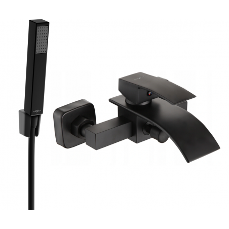 Mexen Aries R77 bath tap with shower set, black - 74483R77-70
