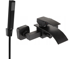 Mexen Aries R77 bath faucet with shower set, black - 74483R77-70