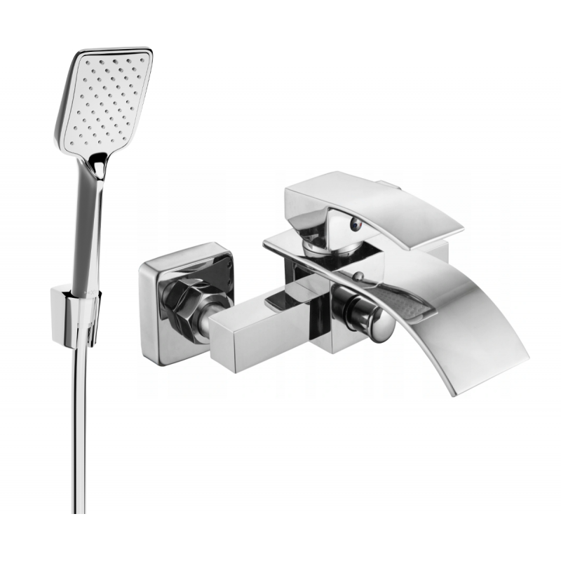 Mexen Aries R62 bathtub mixer tap with shower head, Chrome - 74483R62-00