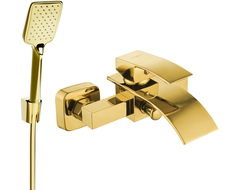 Mexen Aries R62 bathtub mixer tap with shower head, Gold - 74483R62-50