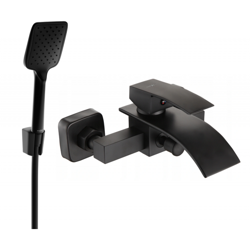Mexen Aries R62 bathtub mixer tap with shower head, Black - 74483R62-70