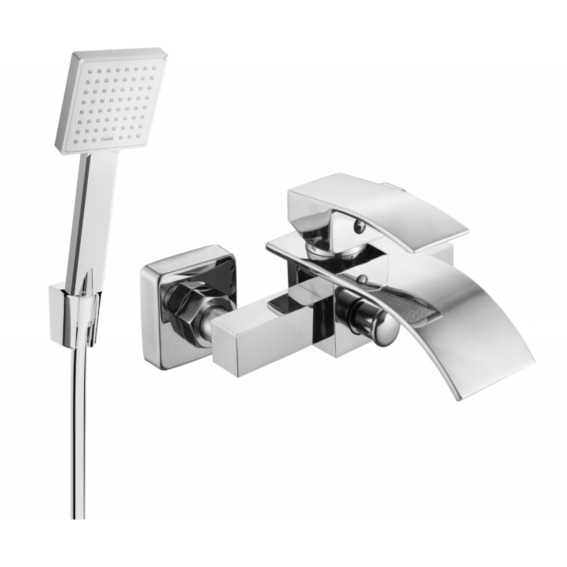 Mexen Aries R45 bathtub mixer tap with shower head, Chrome - 74483R45-00