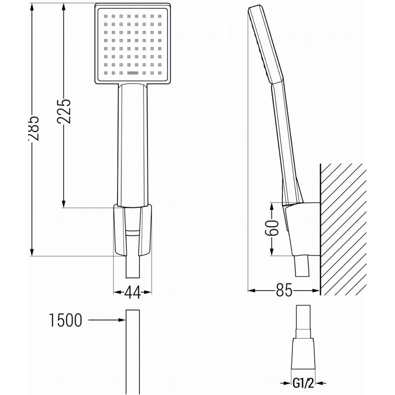 Mexen Aries R45 bathtub faucet with shower set, gold - 74483R45-50
