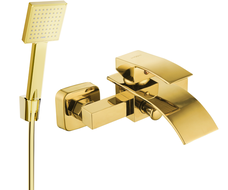 Mexen Aries R45 bathtub mixer tap with shower head, Gold - 74483R45-50