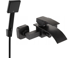 Mexen Aries R45 bathtub faucet with shower set, black - 74483R45-70