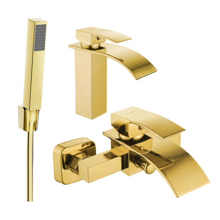 Mexen Aries R77 bathtub set, Gold - 744803R77-50