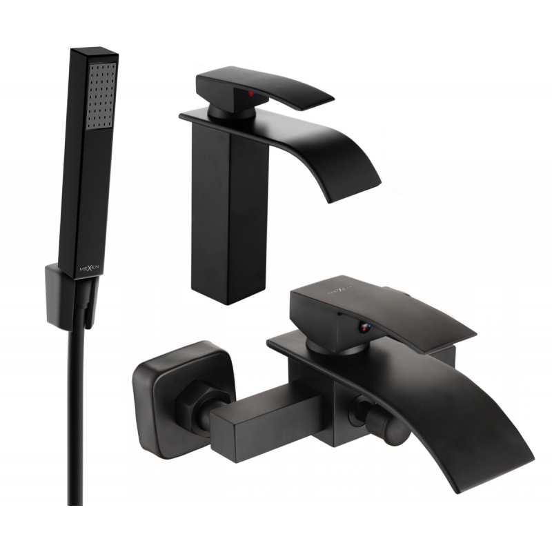 Mexen Aries R77 bath set, black - 744803R77-70