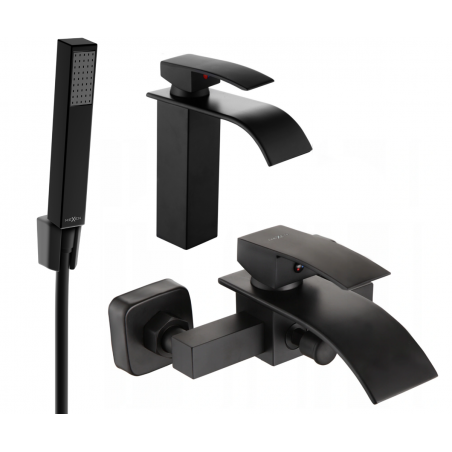 Mexen Aries R77 bathtub set, Black - 744803R77-70