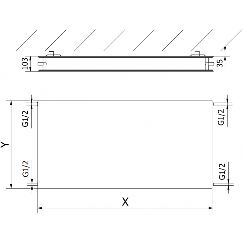 Mexen CHF20 Hygiene Flat panel radiator 600 x 1500 mm, side connection, 1505 W, white - W420HF-060-150-00