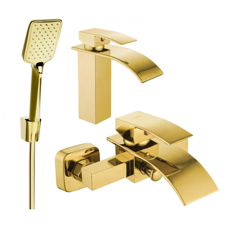 Mexen Aries R62 bathtub set, Gold - 744803R62-50