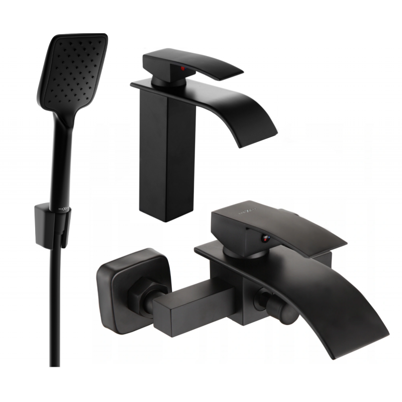 Mexen Aries R62 bath set, black - 744803R62-70
