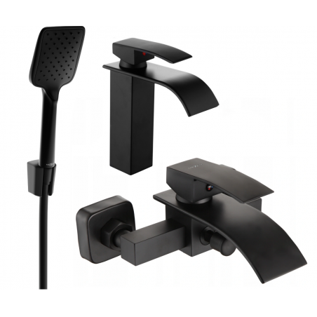 Mexen Aries R62 bathtub set, Black - 744803R62-70