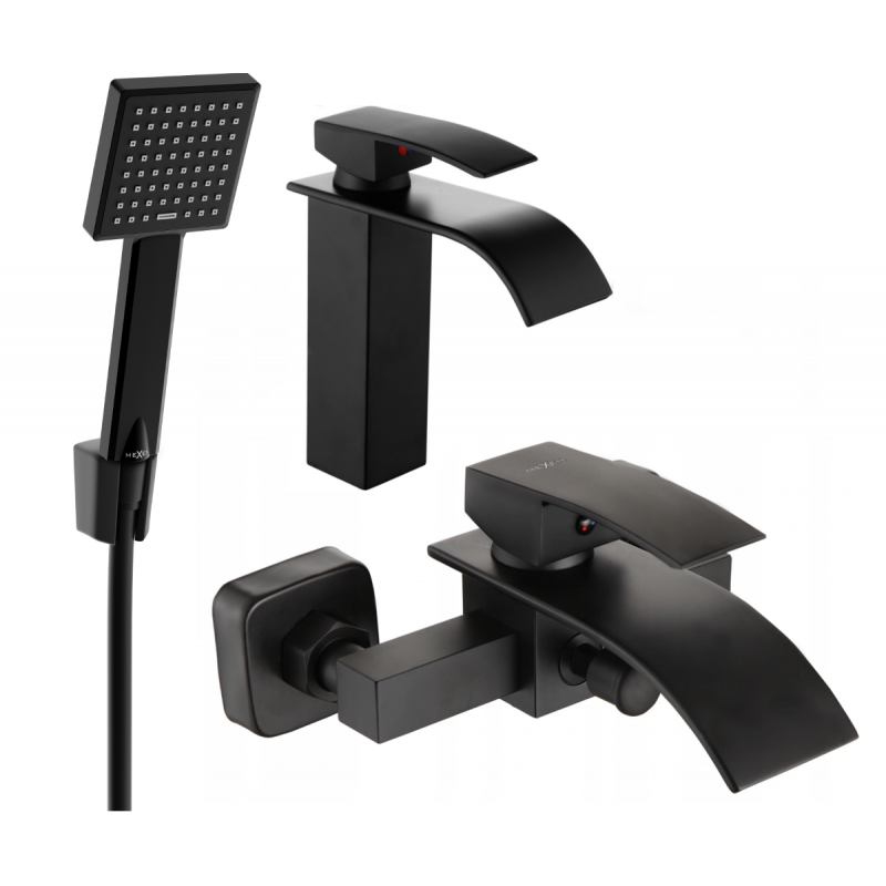 Mexen Aries R45 bath set, black - 744803R45-70