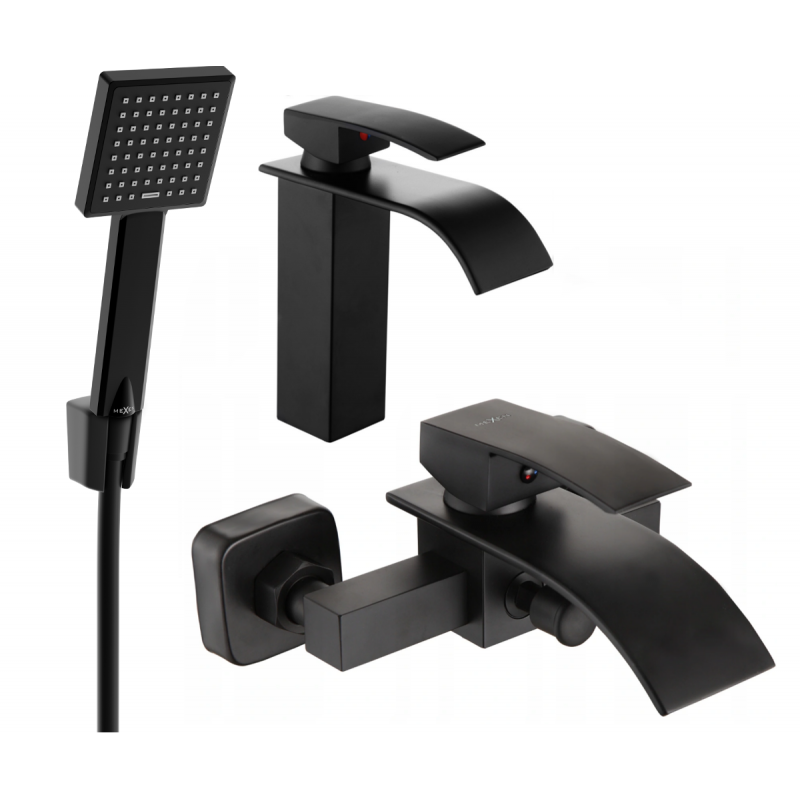 Mexen Aries R45 bathtub set, Black - 744803R45-70